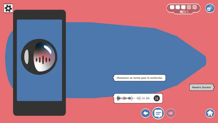Die AI assistant communicates by short audio clips, training listening comprehension.